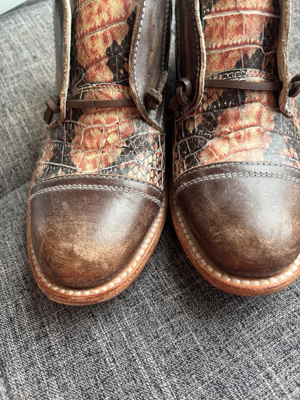 Freebird Women’s Brown Croc-Pattern Chukka Boots - Picture 2 of 6